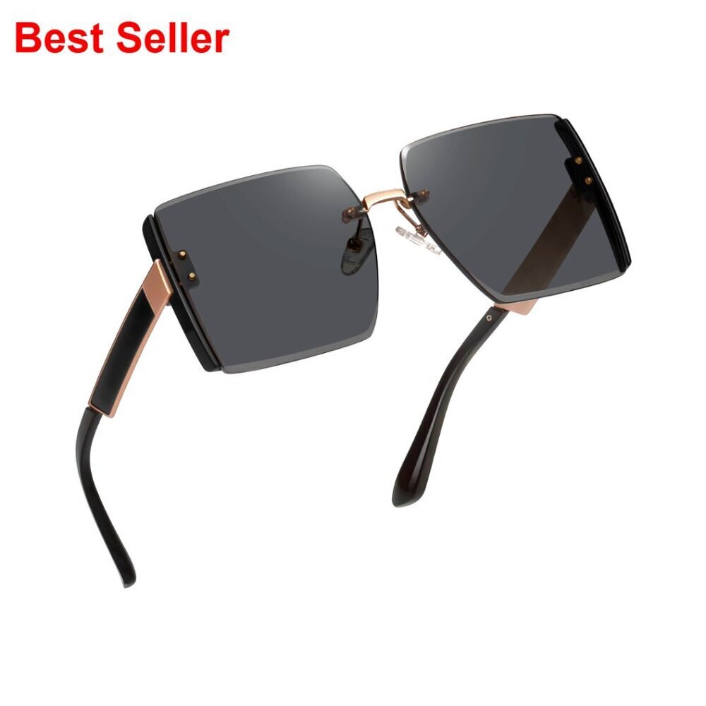 Oversized Square Frameless Sunglasses UV400 Protection Women's Shades